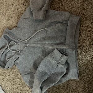 Cropped Gray Zip-Up Hoodie